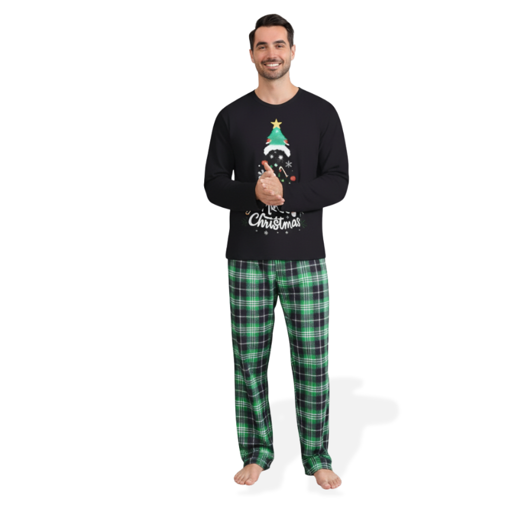 Matching Sleepwear Family Christmas Pajamas With Long Sleeve Tops And Loungewear